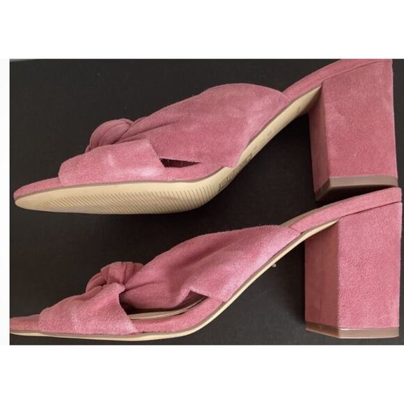 White House Black Market Knotted Bow Suede Mules Samon Shoes Sz7.5M Stunning - Picture 7 of 13